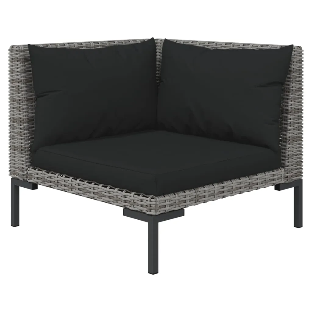 10 Piece Garden Lounge Set with Cushions Dark Grey Poly Rattan