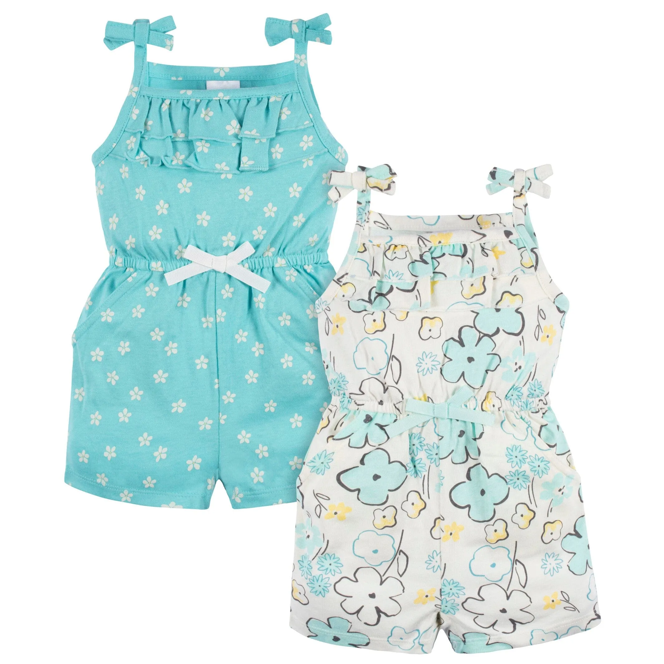 2-Pack Baby & Toddler Girls Bee Petals Tank Rompers