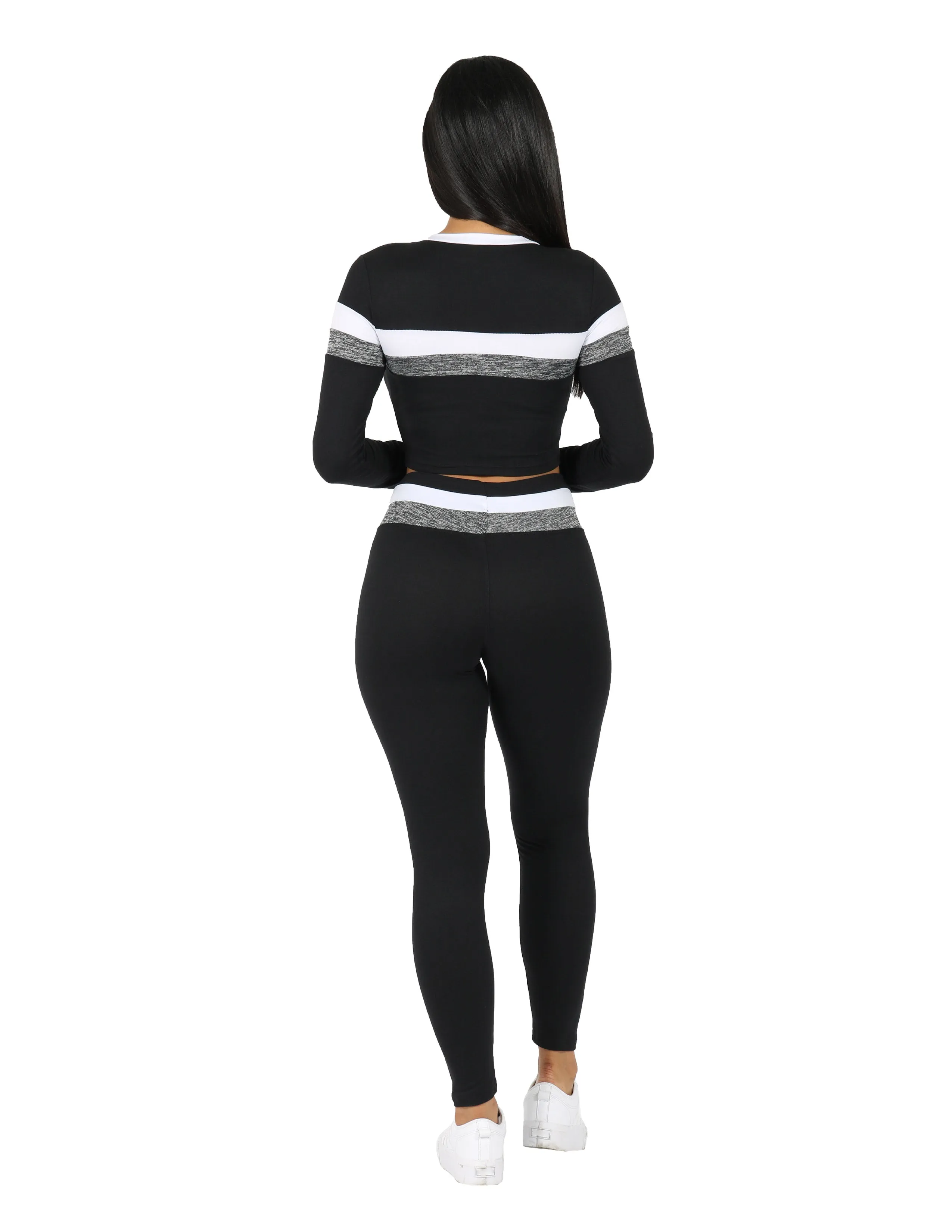 Active So Soft Striped Long Sleeve Crop Top and Legging Set