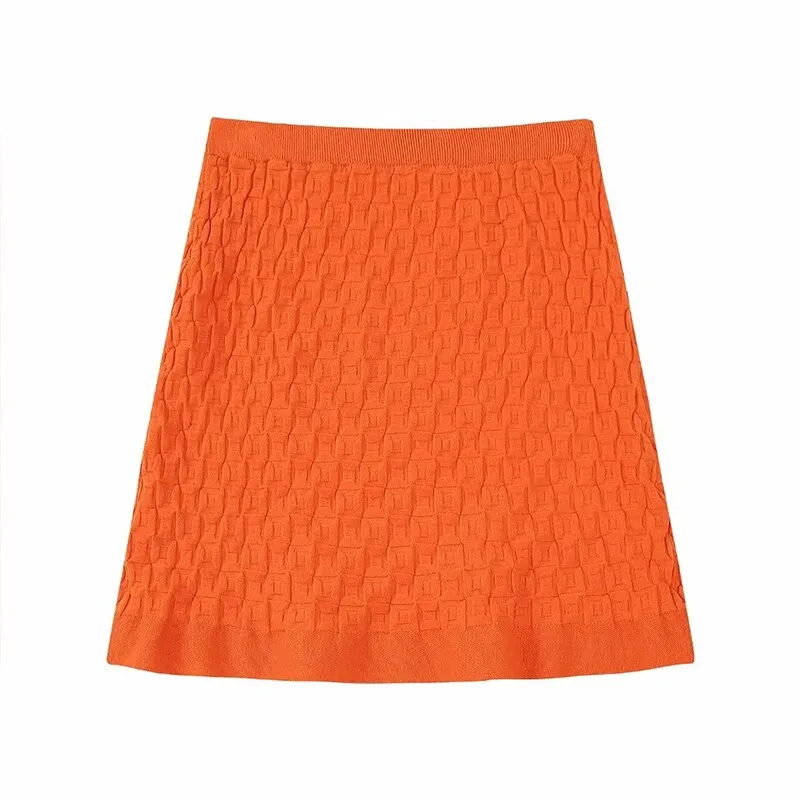 ASHORE SHOP Summer New Women Knitted Vest Top Miniskirt Set Beach Resort Style Solid Round Neck Sleeveless Top A-line Skirt