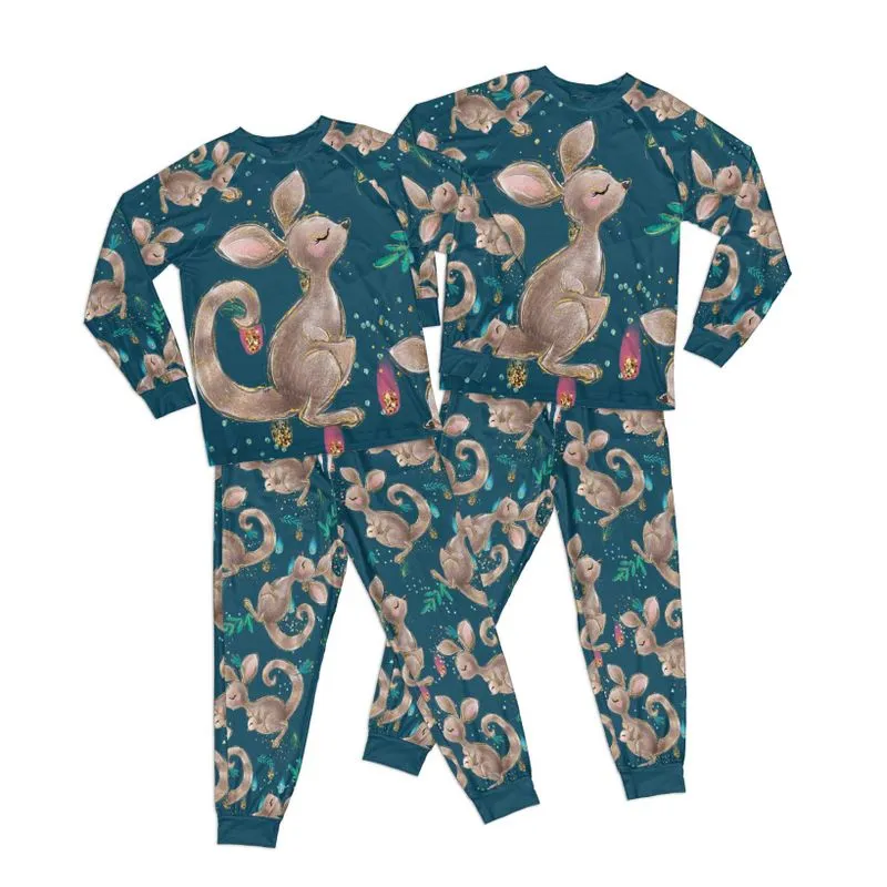 Australian Animals Kangaroo Adult Pajamas Set Matching