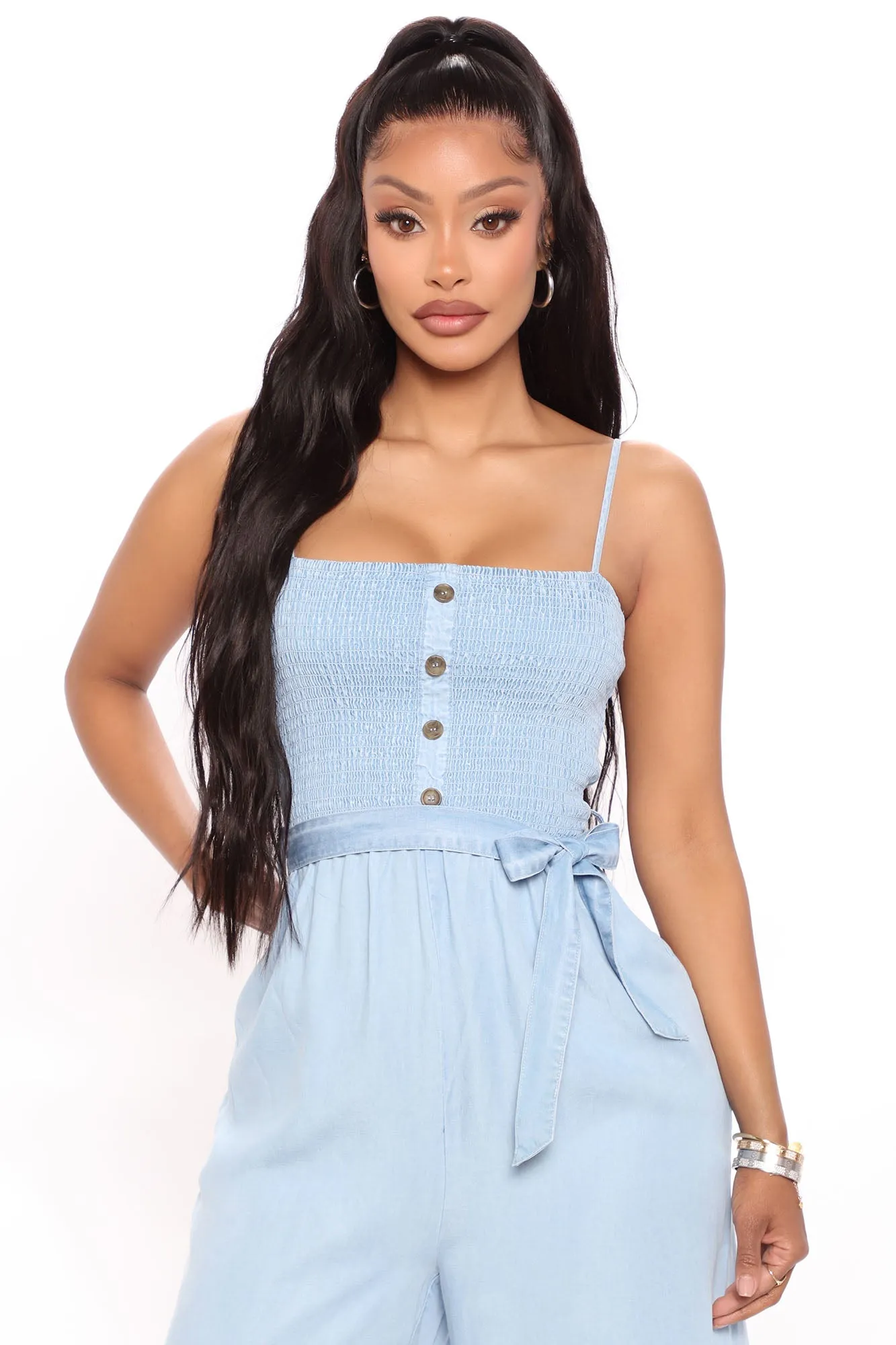 Beach Trips Tencel Jumpsuit - Light Blue