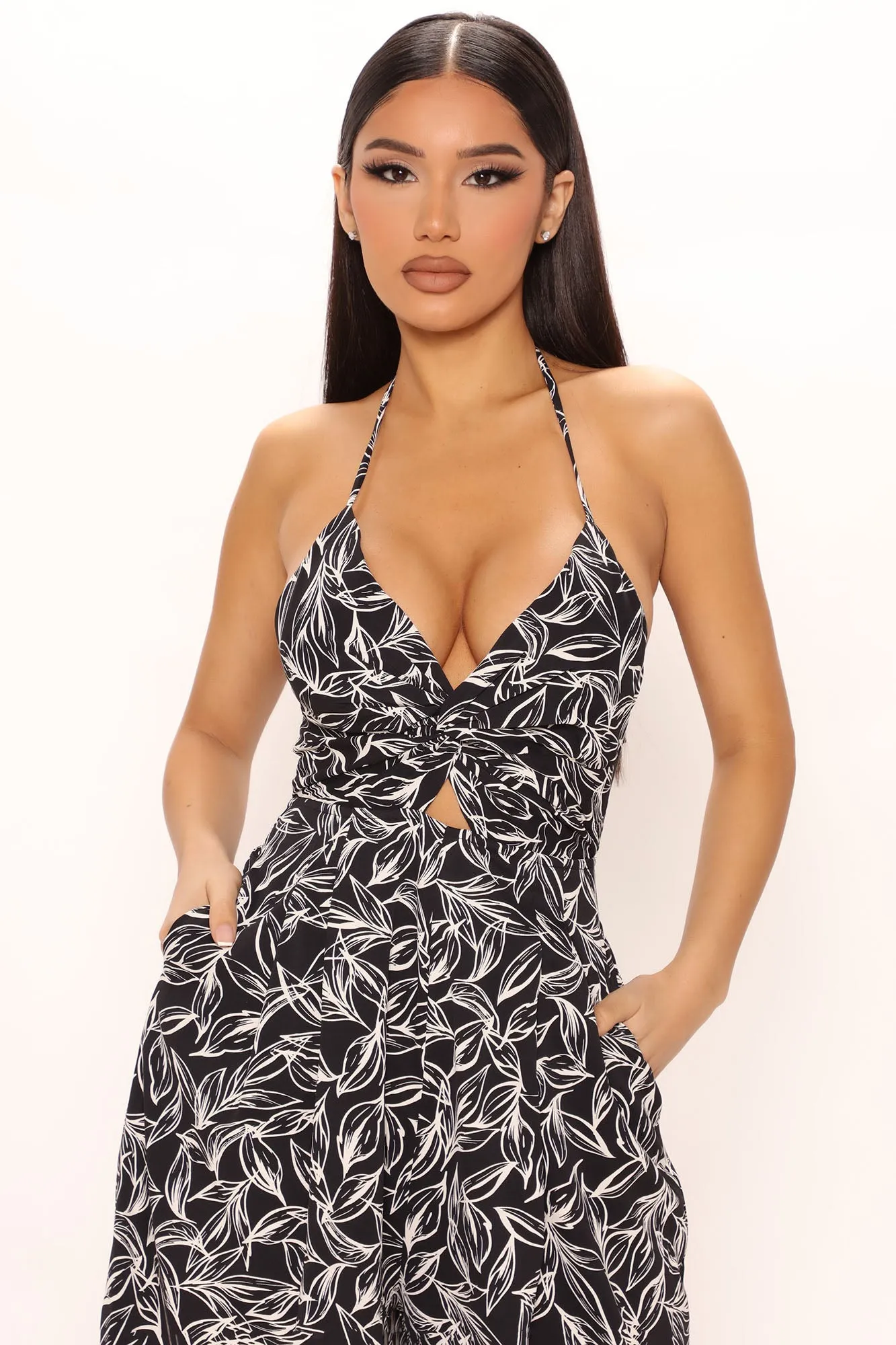 Beach Vibes Printed Jumpsuit - Black