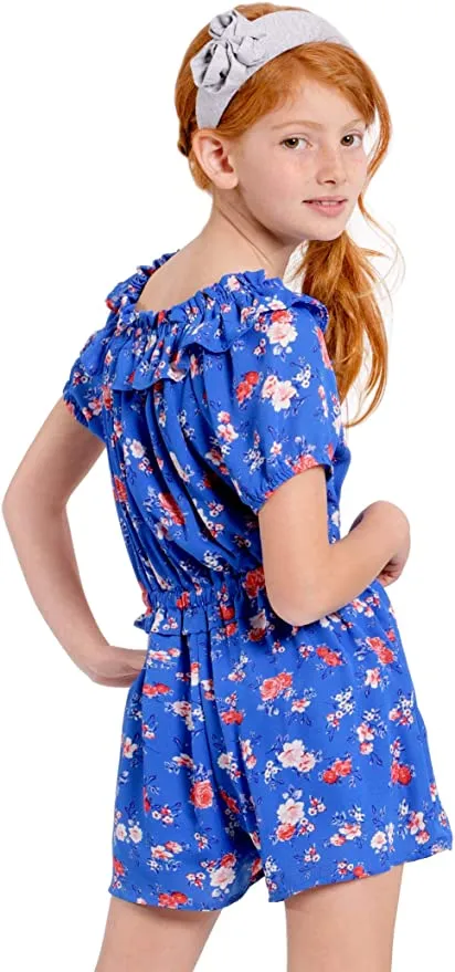 Big Girl’s Ruffle Vintage Floral Print Romper