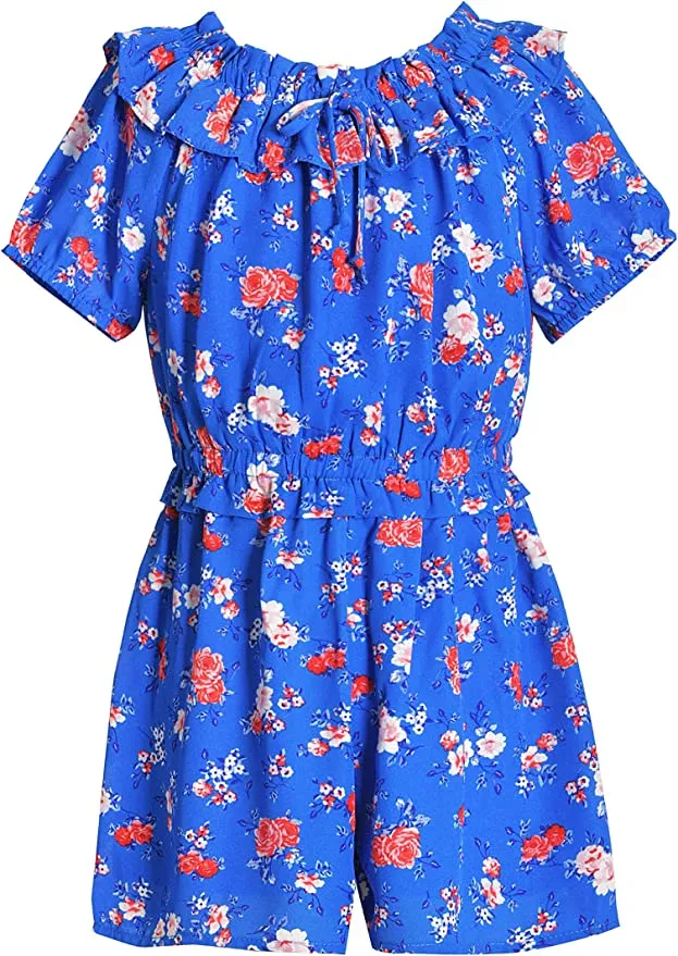 Big Girl’s Ruffle Vintage Floral Print Romper