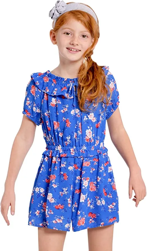 Big Girl’s Ruffle Vintage Floral Print Romper