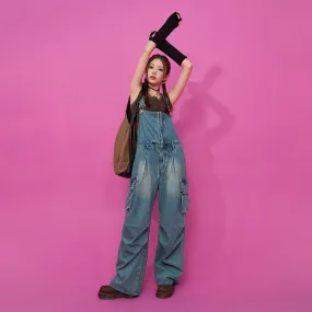 Big Pocket Denim Overalls