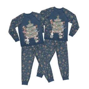 Blue Christmas Stars Nutcracker Adult Pajamas Set