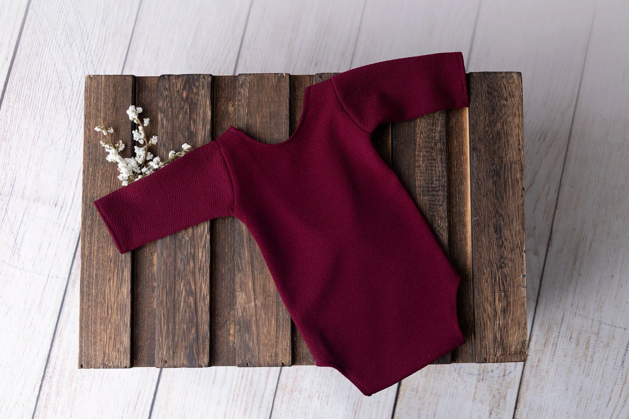 Bodysuit with Bow - Textured - Burgundy