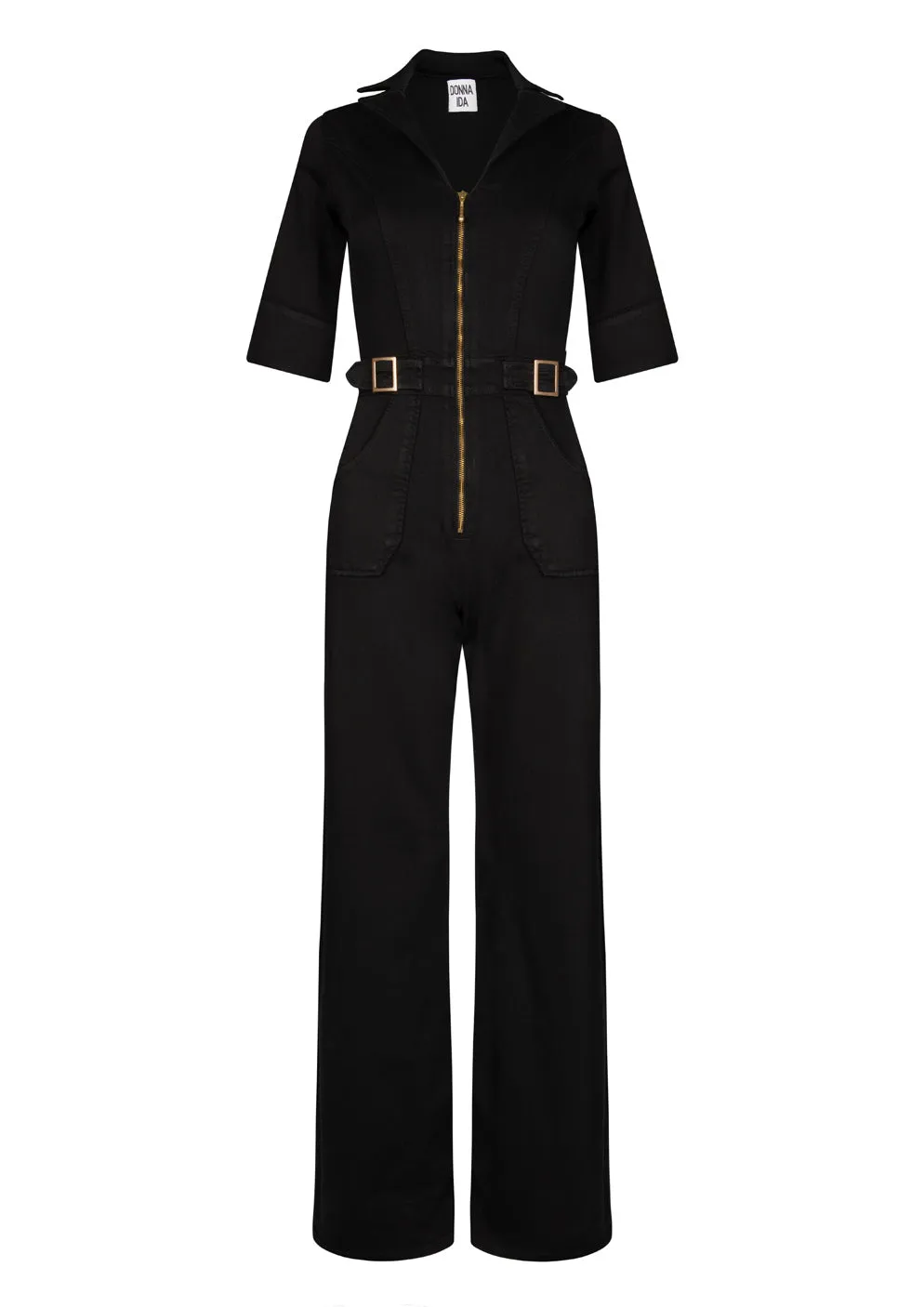 Cassandra The Flared Jumpsuit | Blackest [Black Denim]