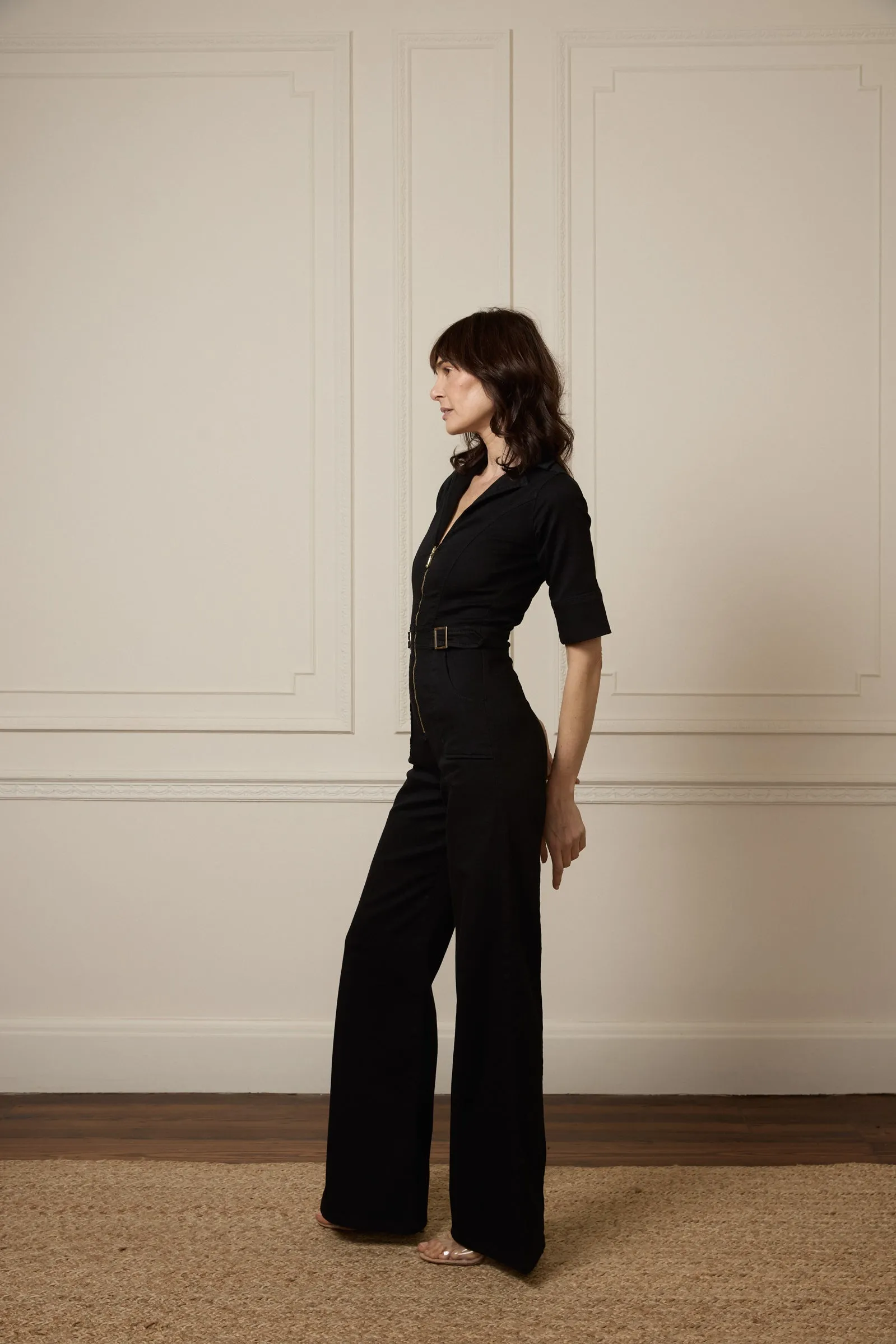 Cassandra The Flared Jumpsuit | Blackest [Black Denim]