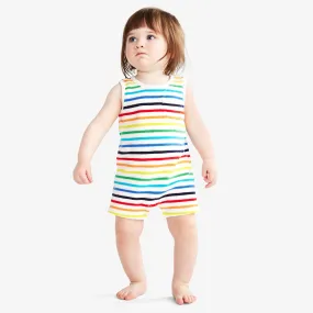 Clearance baby towel terry tank shortie in rainbow stripe