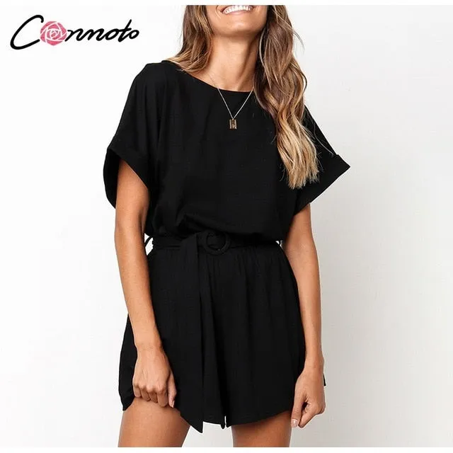 Conmoto Solid Casual 2019 Summer Women Playsuits Romper