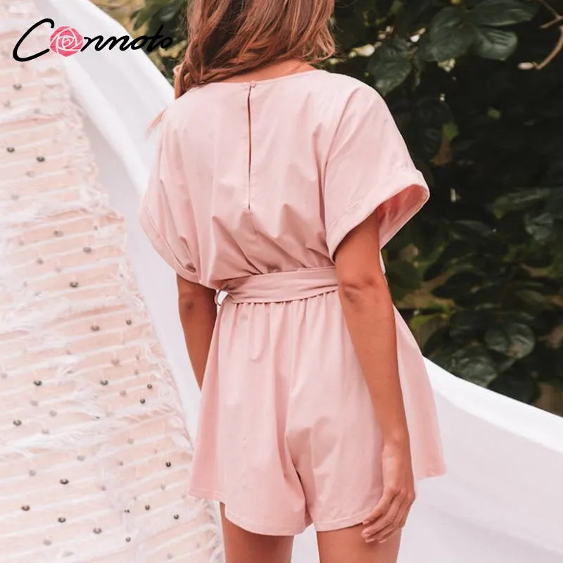 Conmoto Solid Casual 2019 Summer Women Playsuits Romper