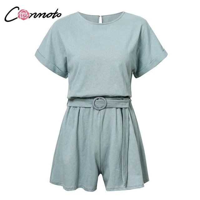 Conmoto Solid Casual 2019 Summer Women Playsuits Romper