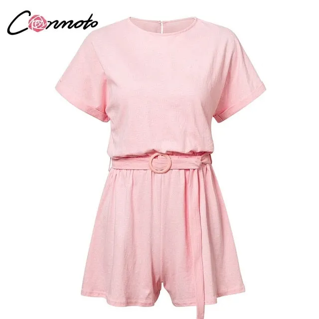 Conmoto Solid Casual 2019 Summer Women Playsuits Romper