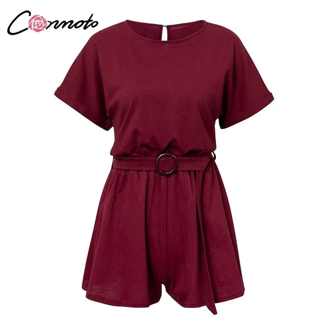 Conmoto Solid Casual 2019 Summer Women Playsuits Romper