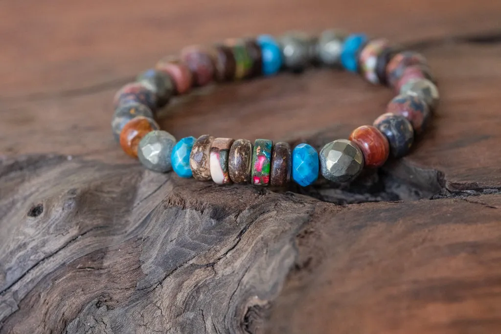 Courage and Strength: Jasper, Agate, Pyrite Chakra Stretch Bracelet