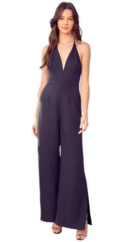 Deep V-Neck Wide Leg Jumpsuit