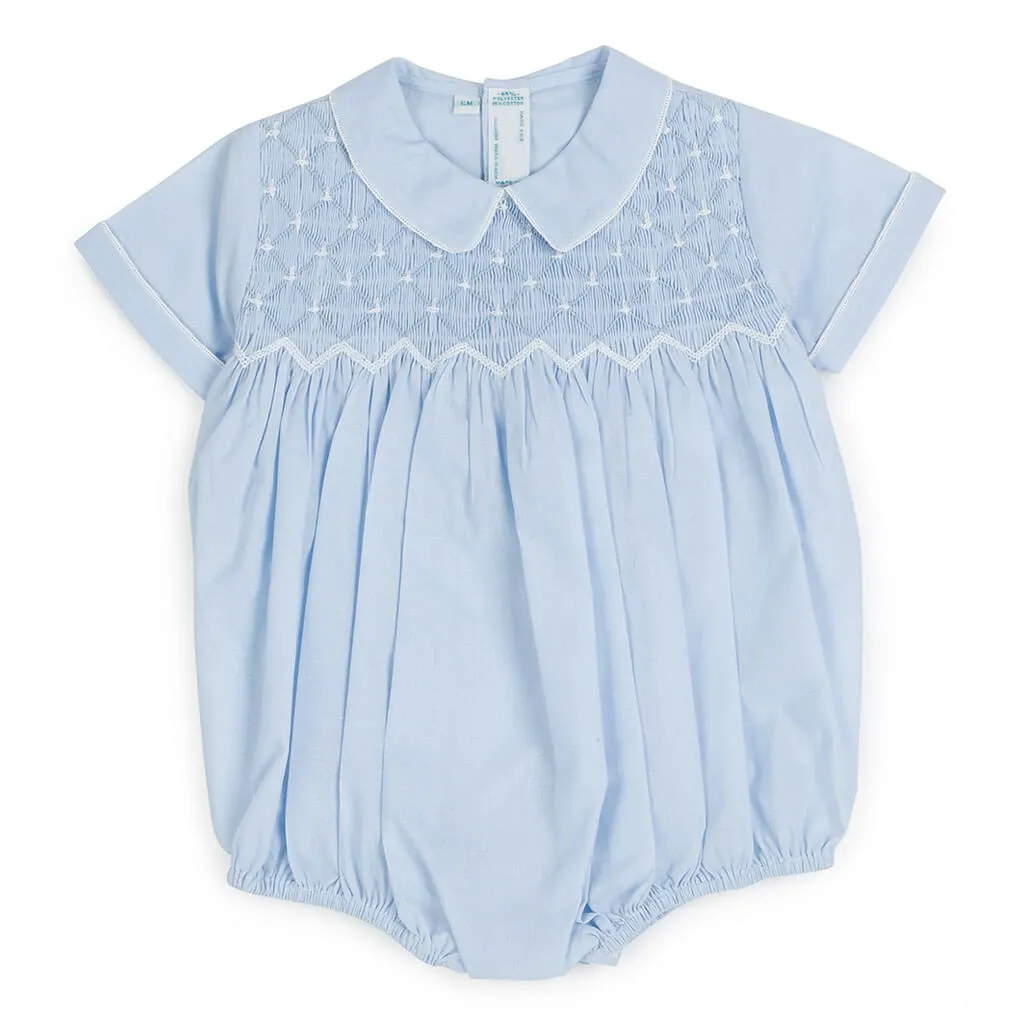 Diamond Smocked Creeper Blue