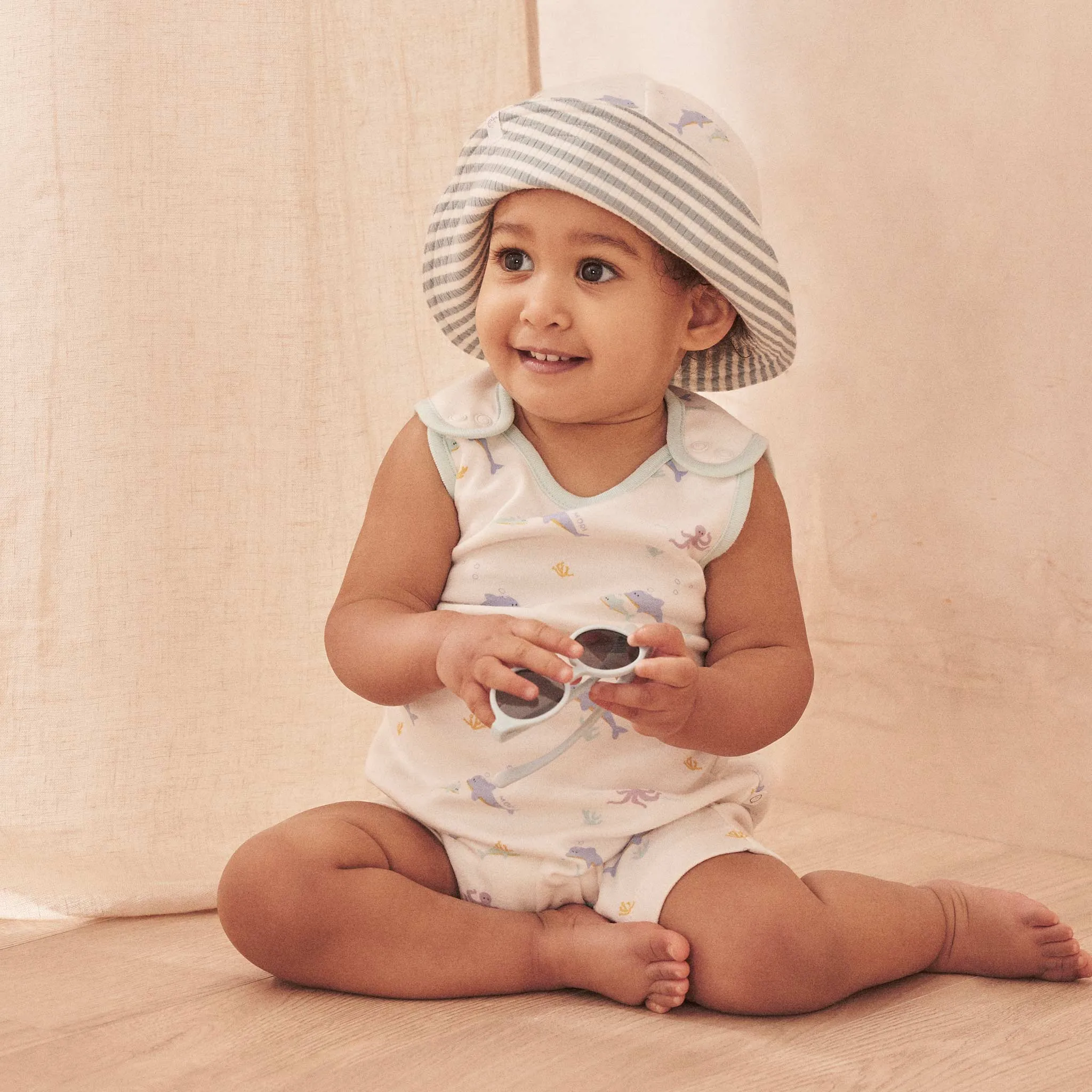 Dolphin Beach Romper & Sun Hat