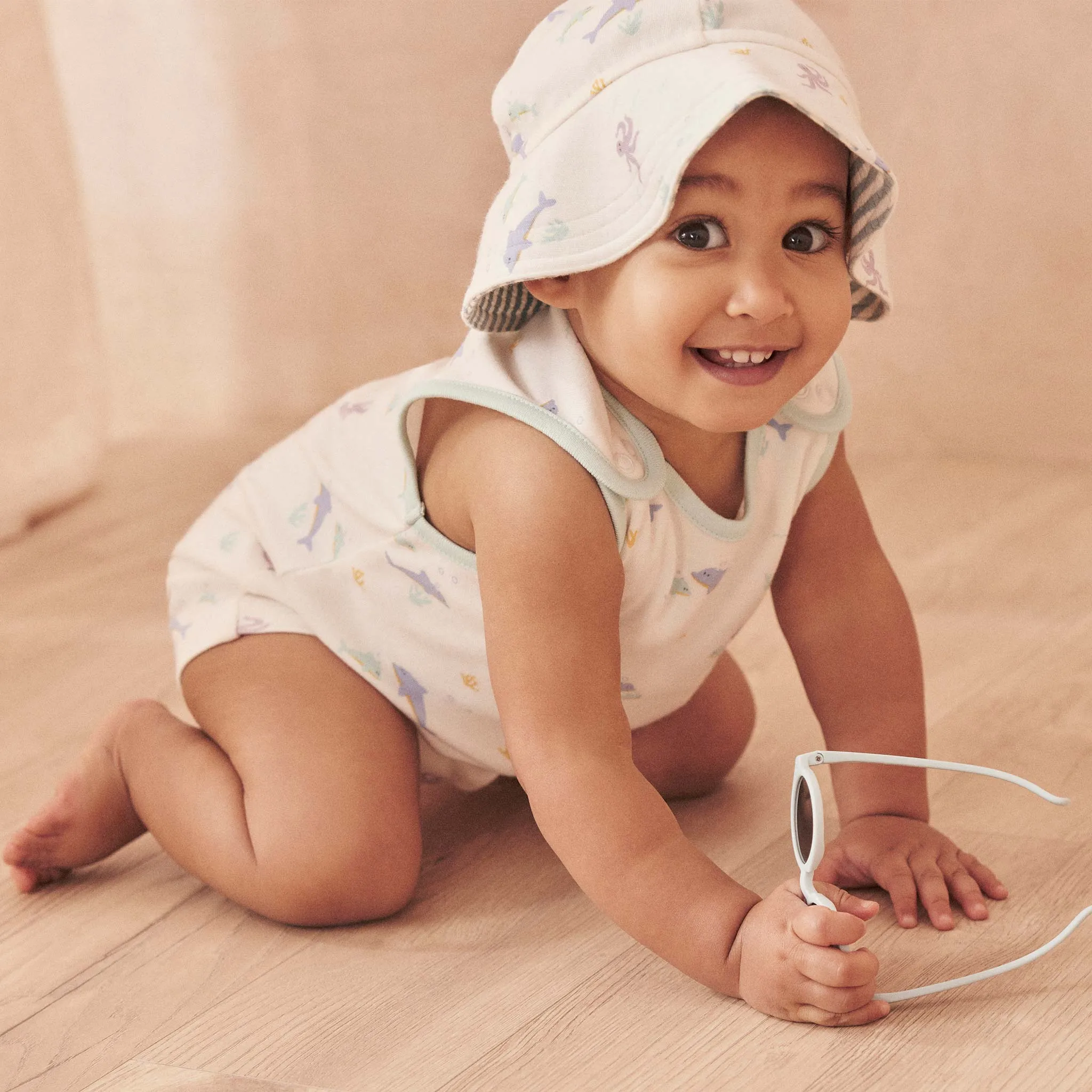 Dolphin Beach Romper & Sun Hat