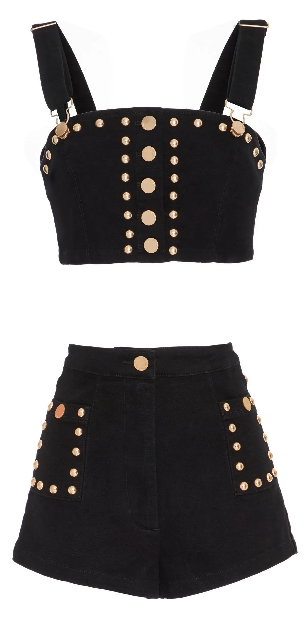 'Dream Big' Overall Crop Top and Short Set, Black