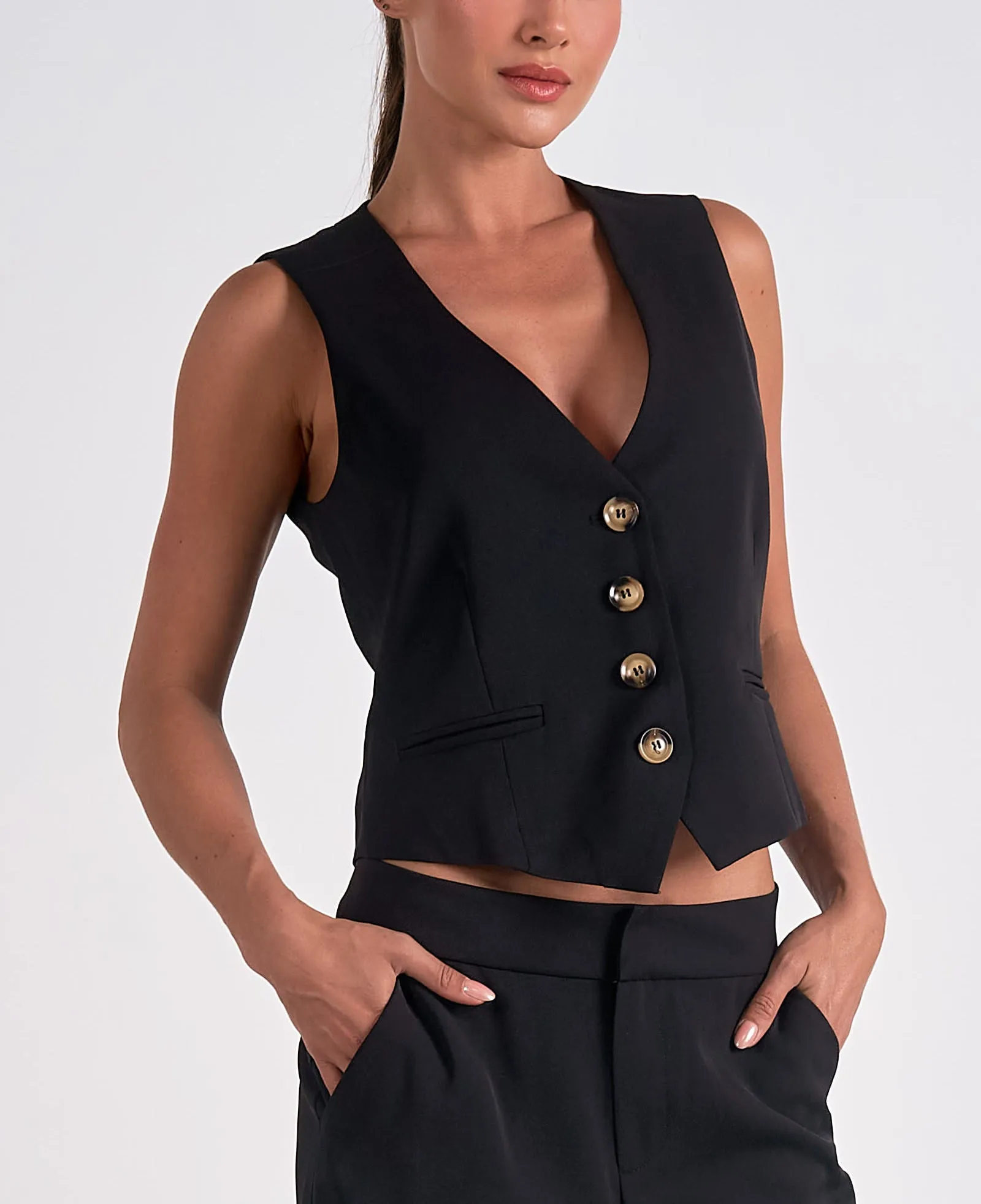 Elan Fitted Button Front Vest