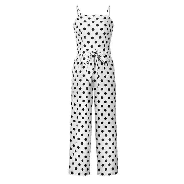 Elegant Stylish Ladies' Polka Dot Print Lace-up Jumpsuits