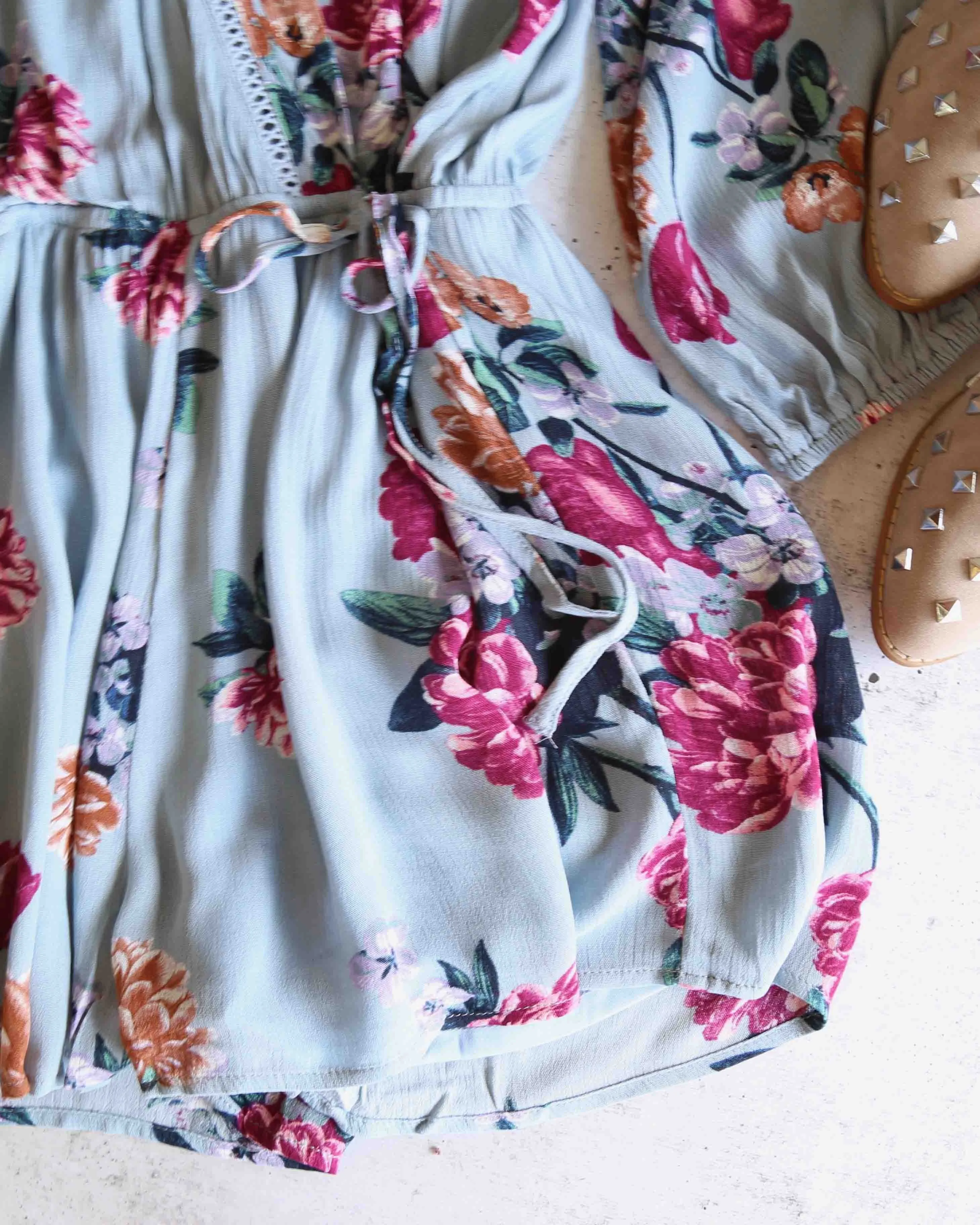 Final Sale - Blu Pepper Floral Print Romper - Sage