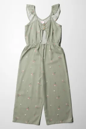 Floral Jumpsuit With Cut Out Detail Green