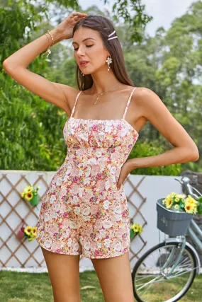 Floral Spaghetti Strap Zip-Back Romper