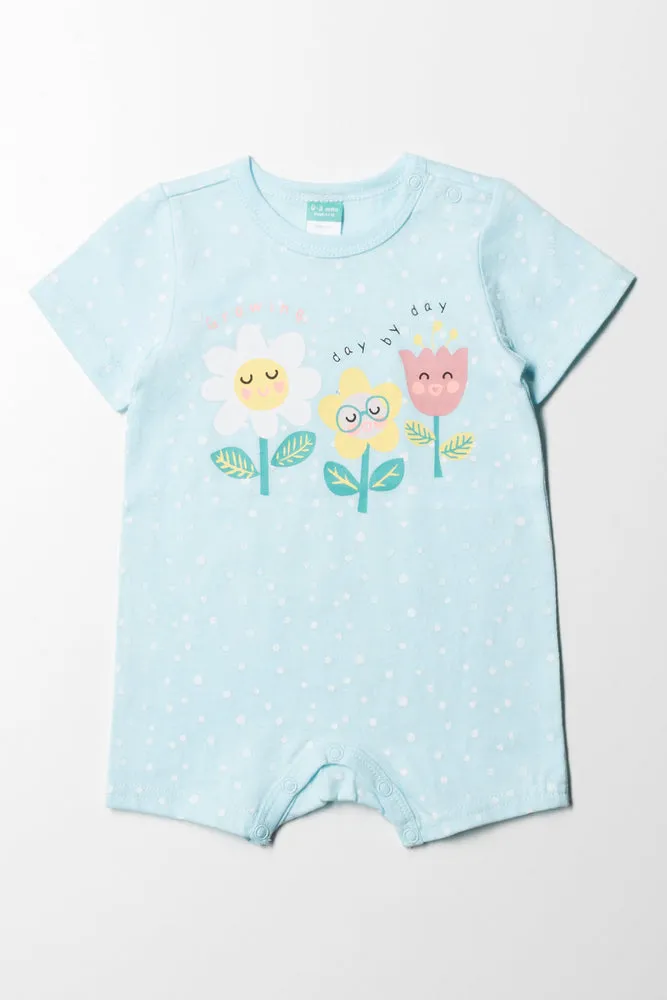 Flower Romper Girl Blue