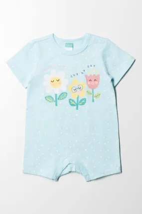 Flower Romper Girl Blue