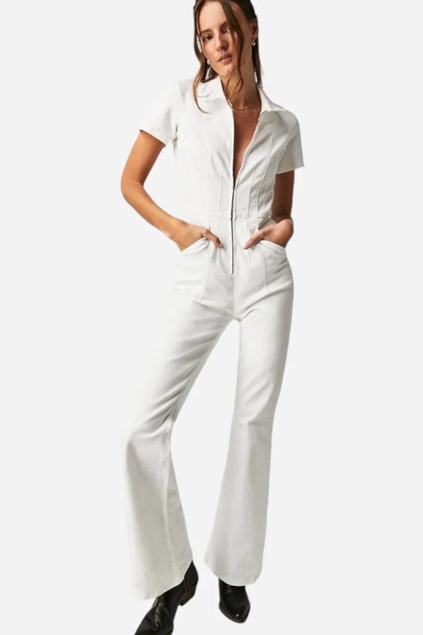 Free People Jayde Flare Jumpsuit Pure White