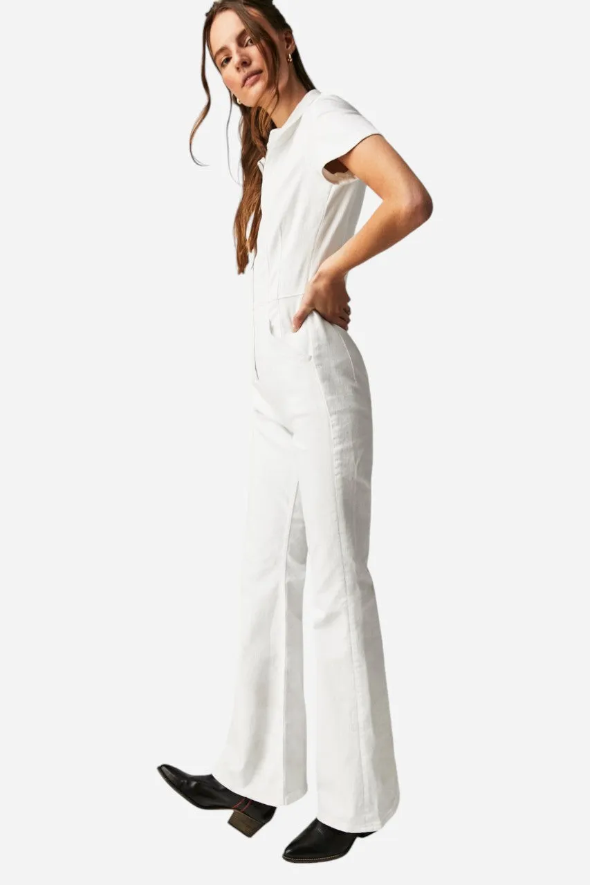 Free People Jayde Flare Jumpsuit Pure White