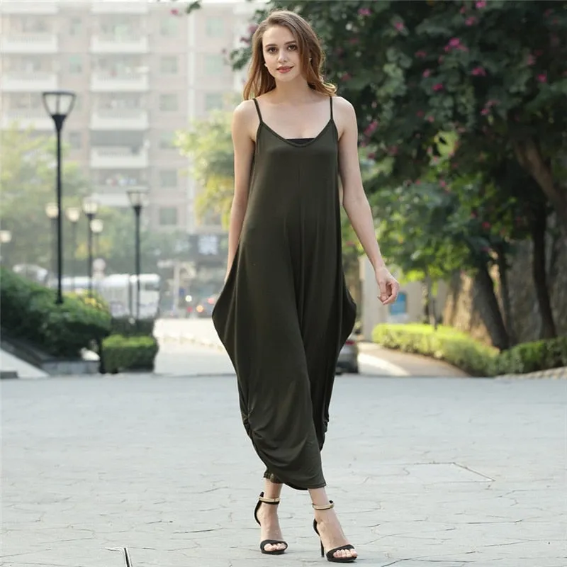 Funki Buys | Pants | Women's Elegant Loose Fit Strappy Romper