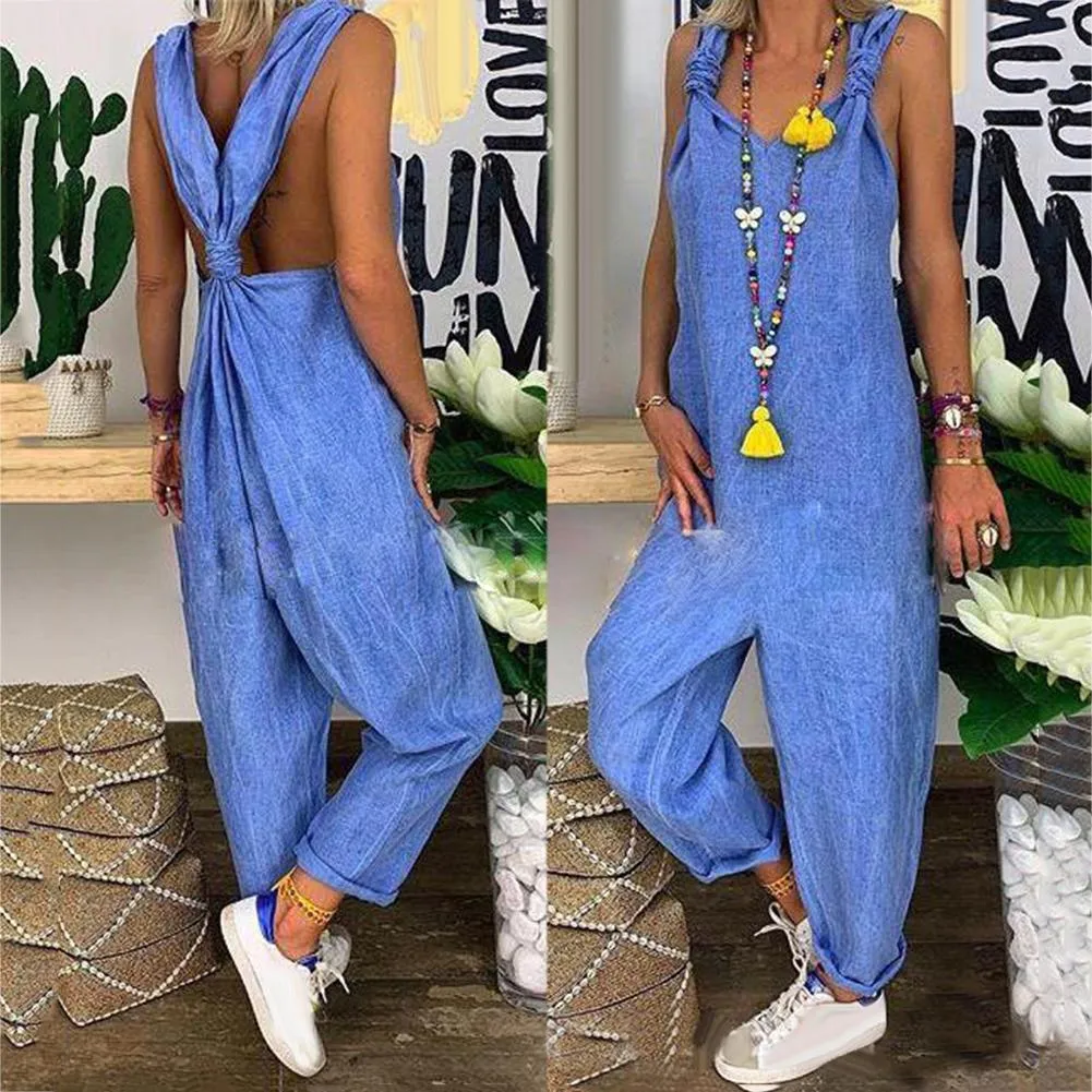 Funki Buys | Pants | Women's Knotted Strap Bib Style Overalls