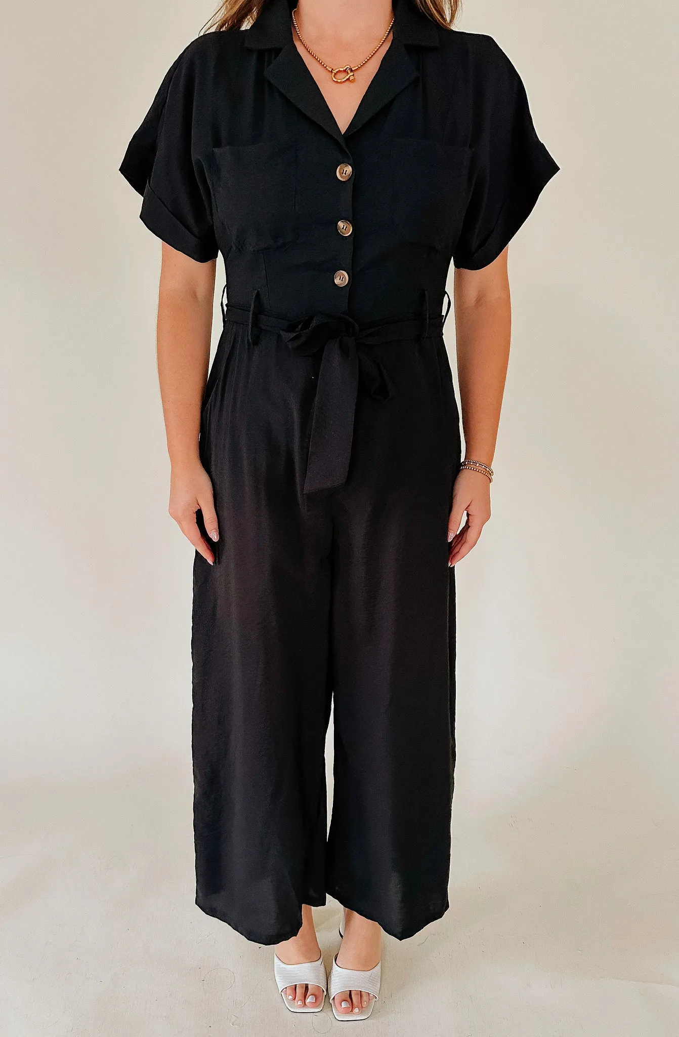 IN THE ZONE BUTTONED JUMPSUIT