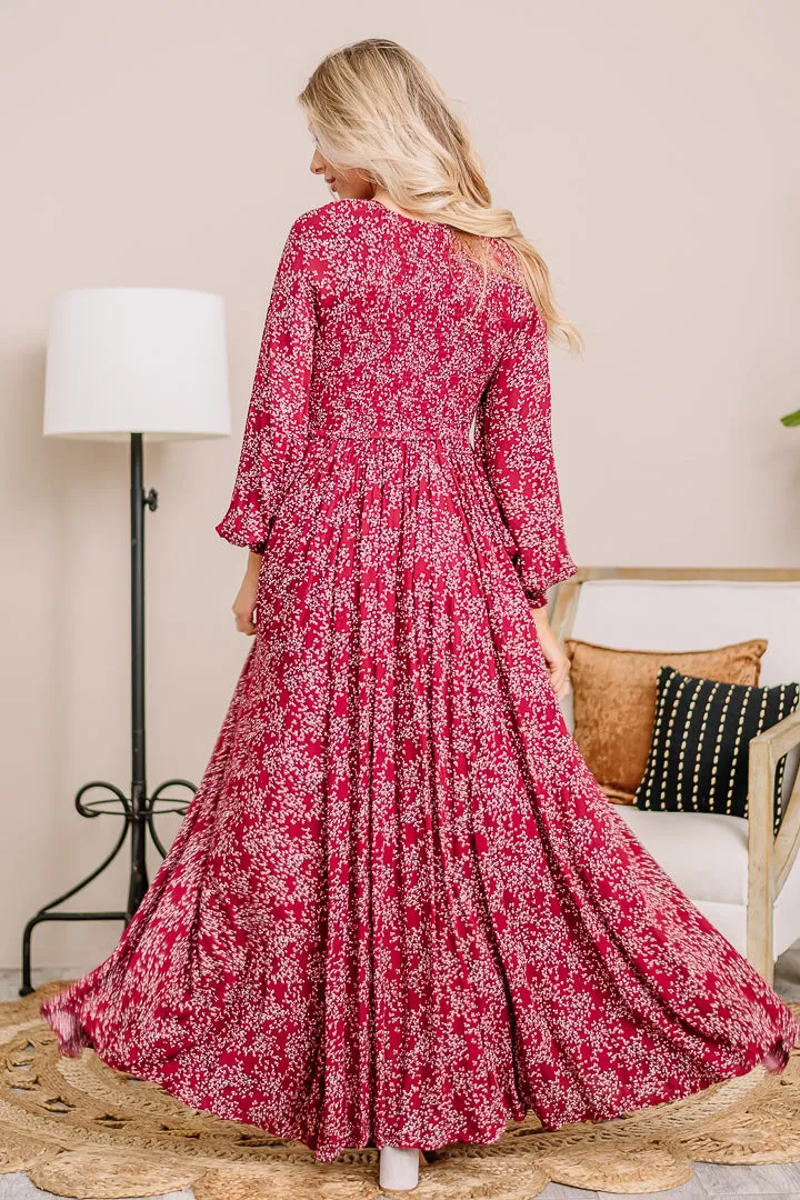 It Comes Down To This Floral Maxi Dress | Maroon