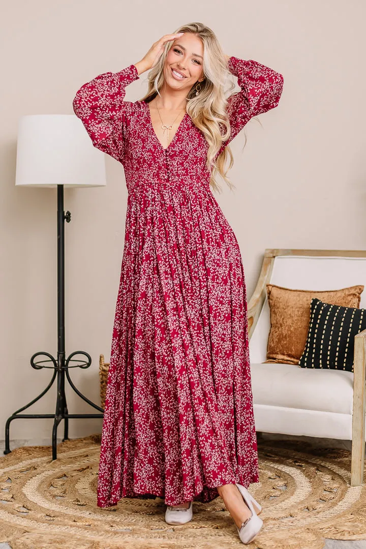 It Comes Down To This Floral Maxi Dress | Maroon