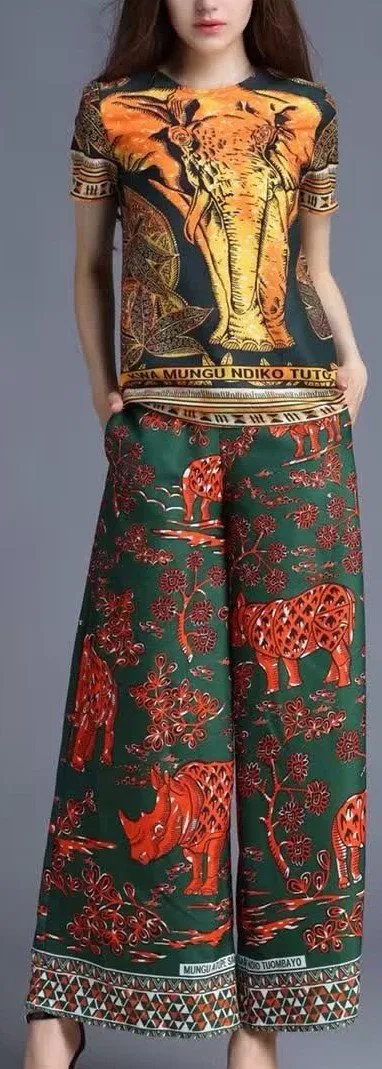 Jungle Print Top & Skirt Set