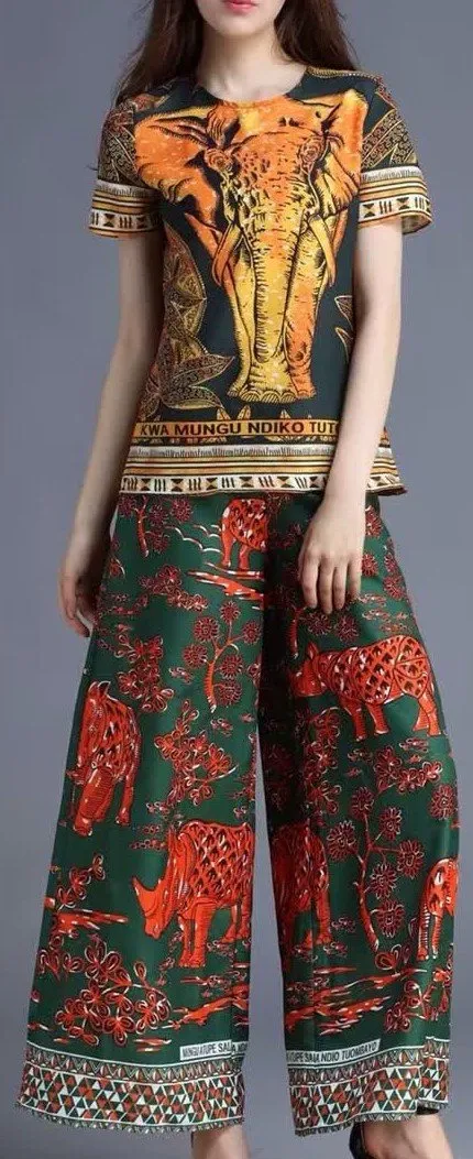 Jungle Print Top & Skirt Set