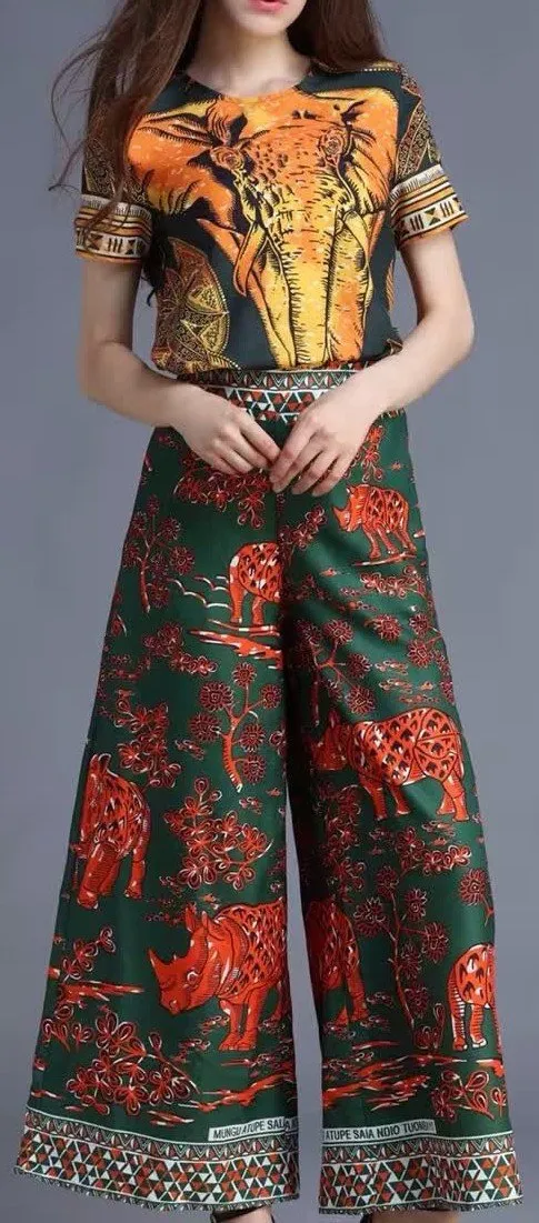 Jungle Print Top & Skirt Set