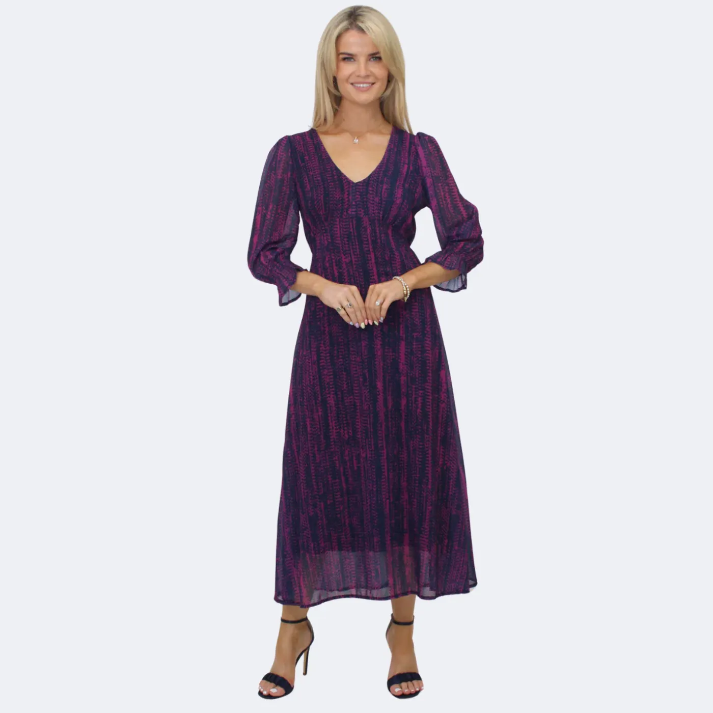 Kate & Pippa Streasa Midi Dress | Magenta/Navy