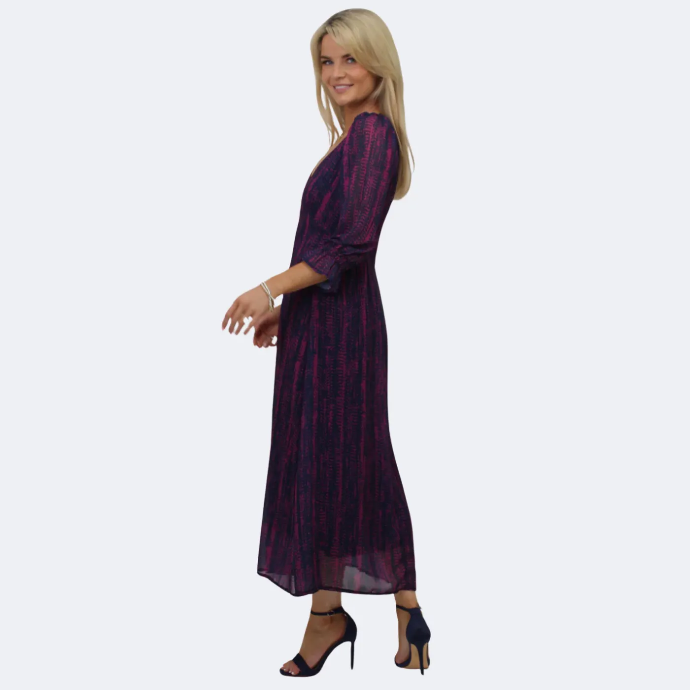 Kate & Pippa Streasa Midi Dress | Magenta/Navy