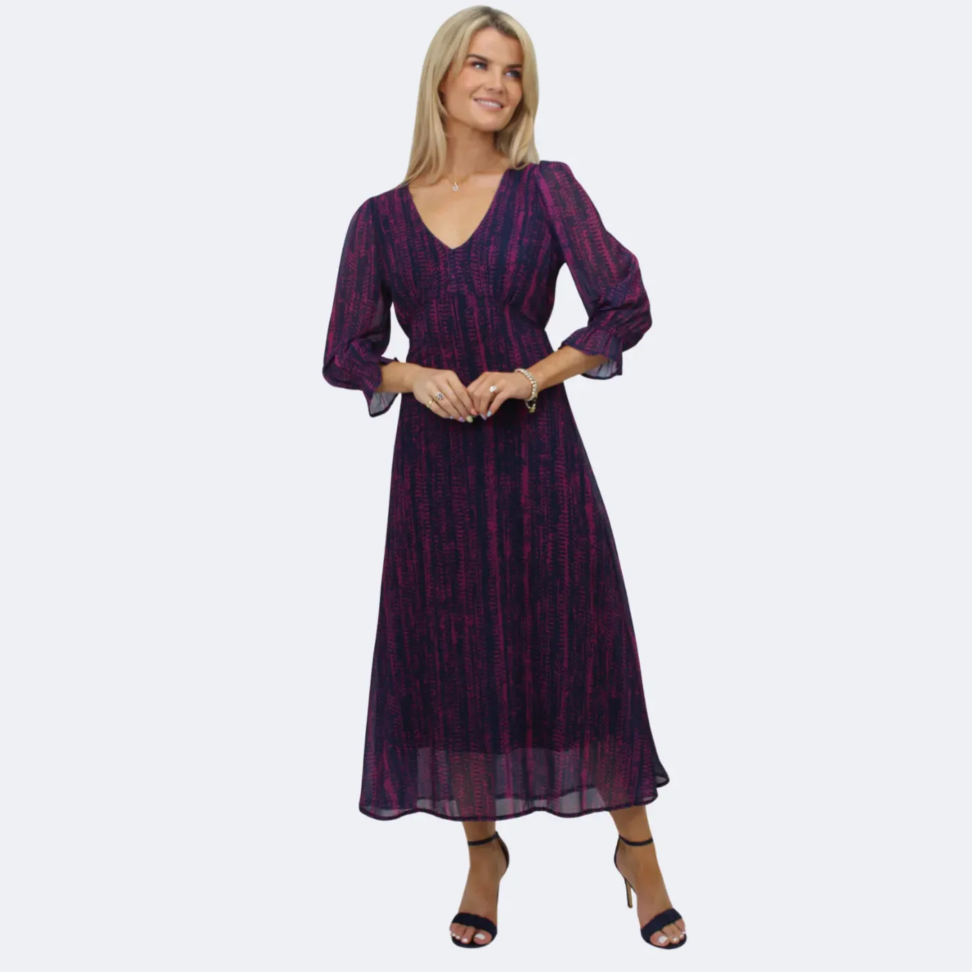 Kate & Pippa Streasa Midi Dress | Magenta/Navy