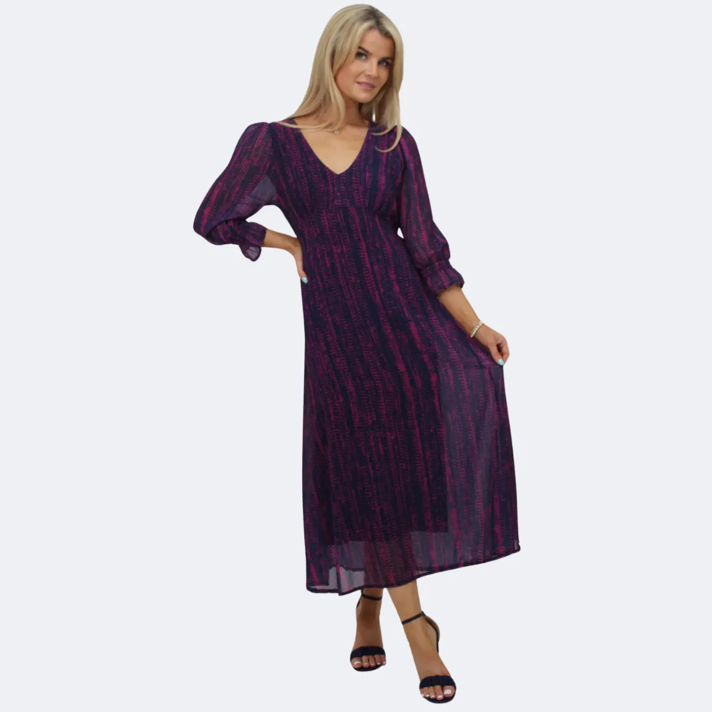 Kate & Pippa Streasa Midi Dress | Magenta/Navy