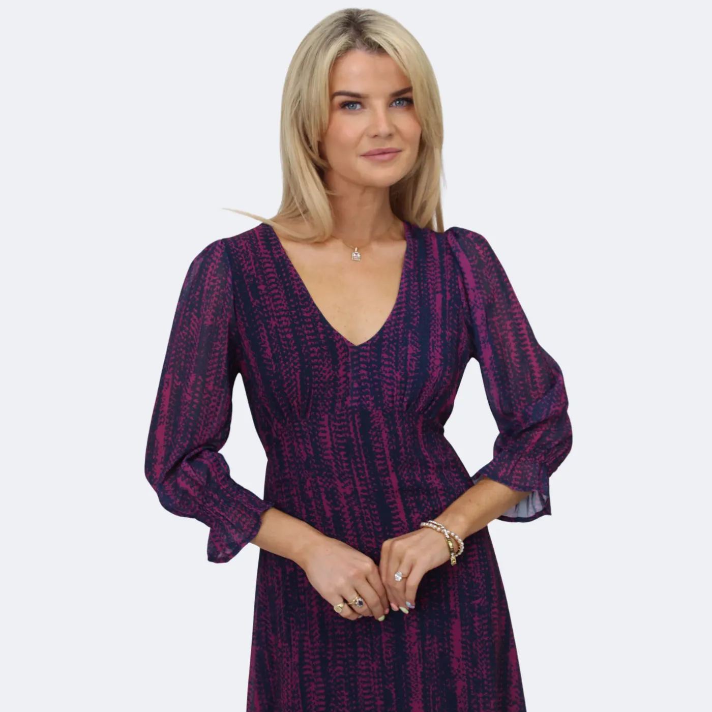 Kate & Pippa Streasa Midi Dress | Magenta/Navy