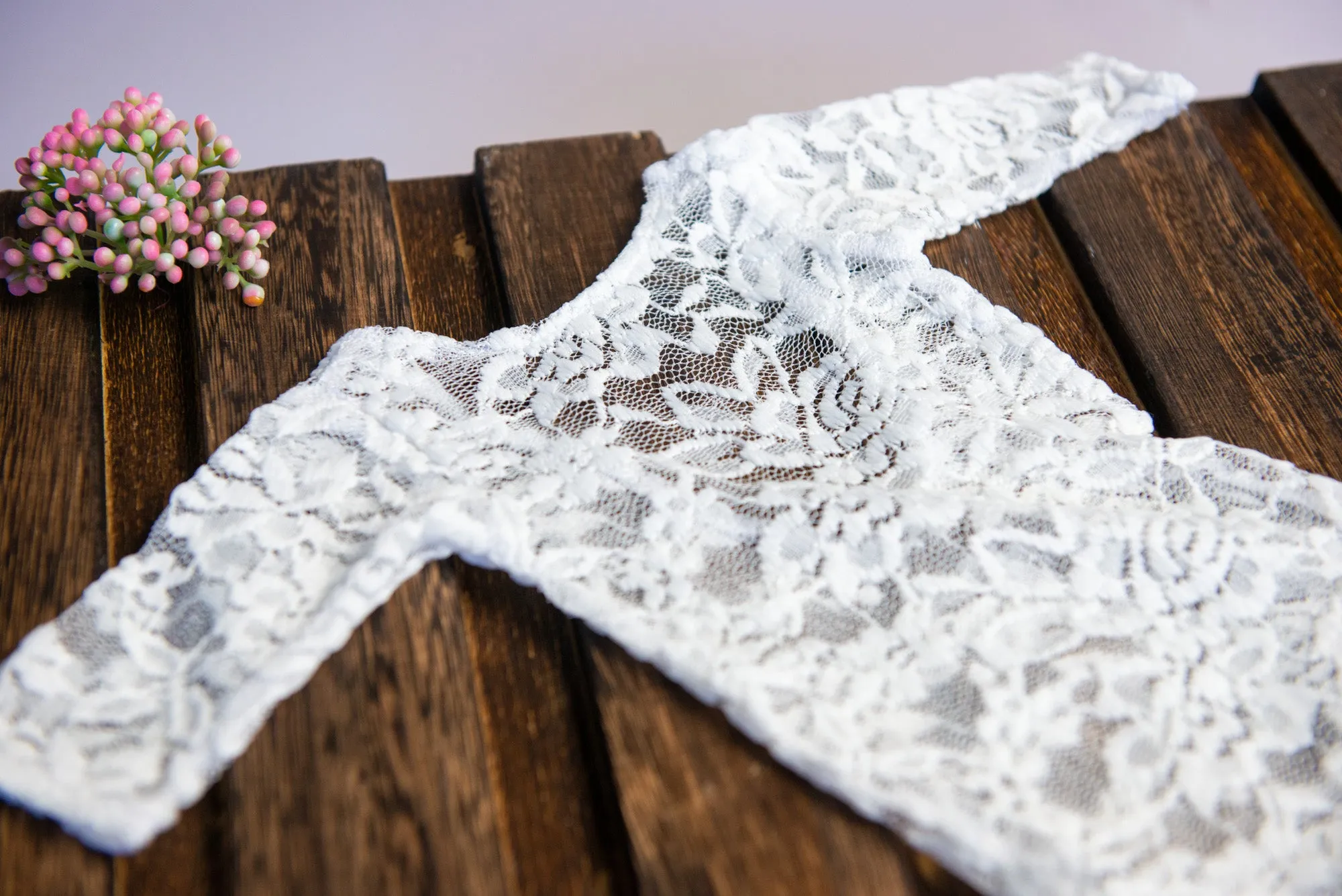 Lace Bodysuit - White - Model 1